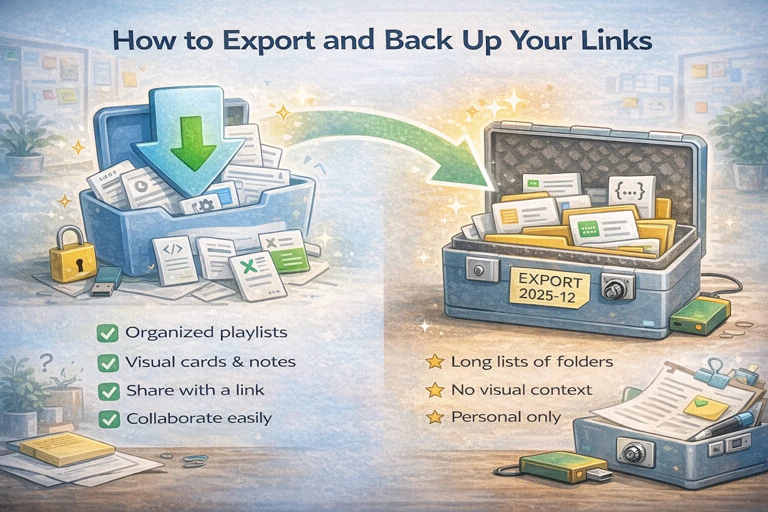 A download icon and a safe storage box.