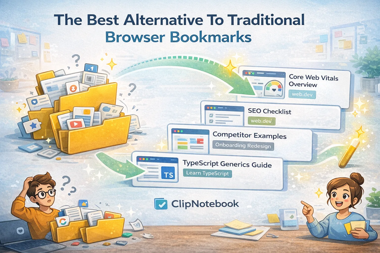 Icons of folders replaced by clean cards.