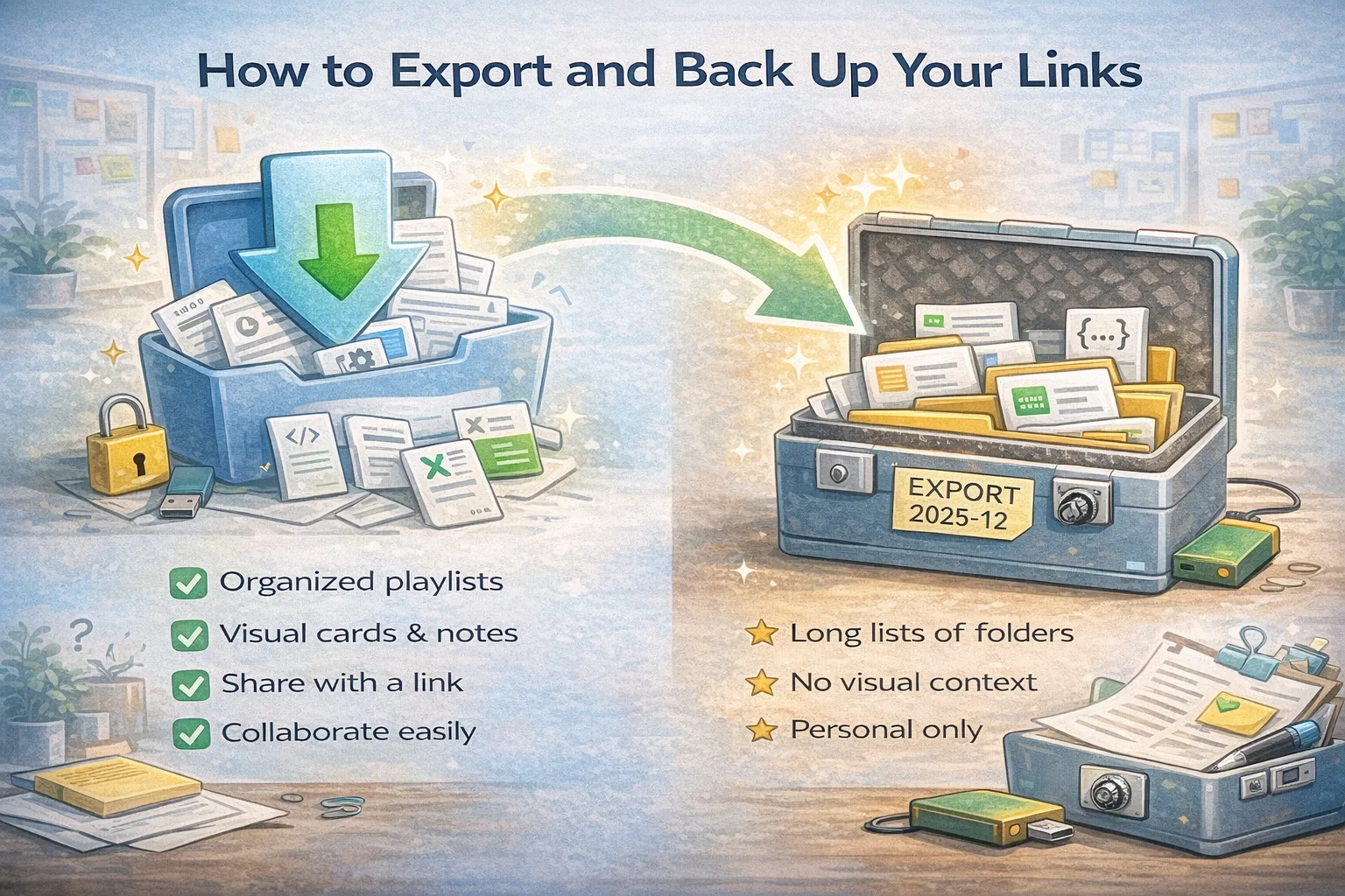 A download icon and a safe storage box.